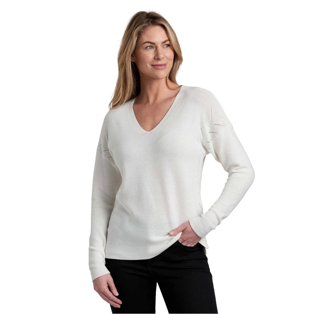 KUHL Women’s White Geneva Pullover V-Neck Sweater XS